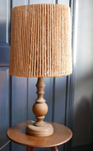 Load image into Gallery viewer, Vintage wooden turned lamp with rope shade
