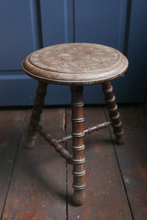 Load image into Gallery viewer, Faux Bamboo Three Legged Stool
