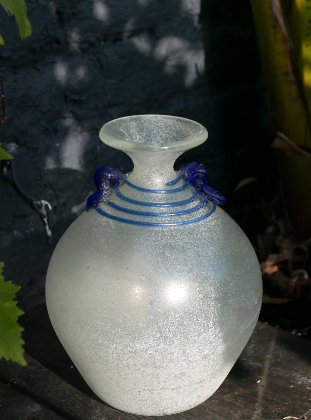 Vintage Blown Glass Amphora Vase