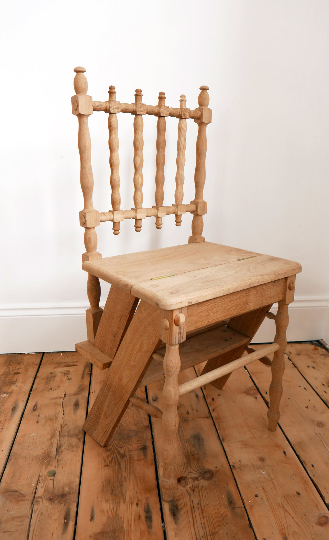 Bobbin Turned Vintage Handmade Metamorphic Chair / Step Ladder