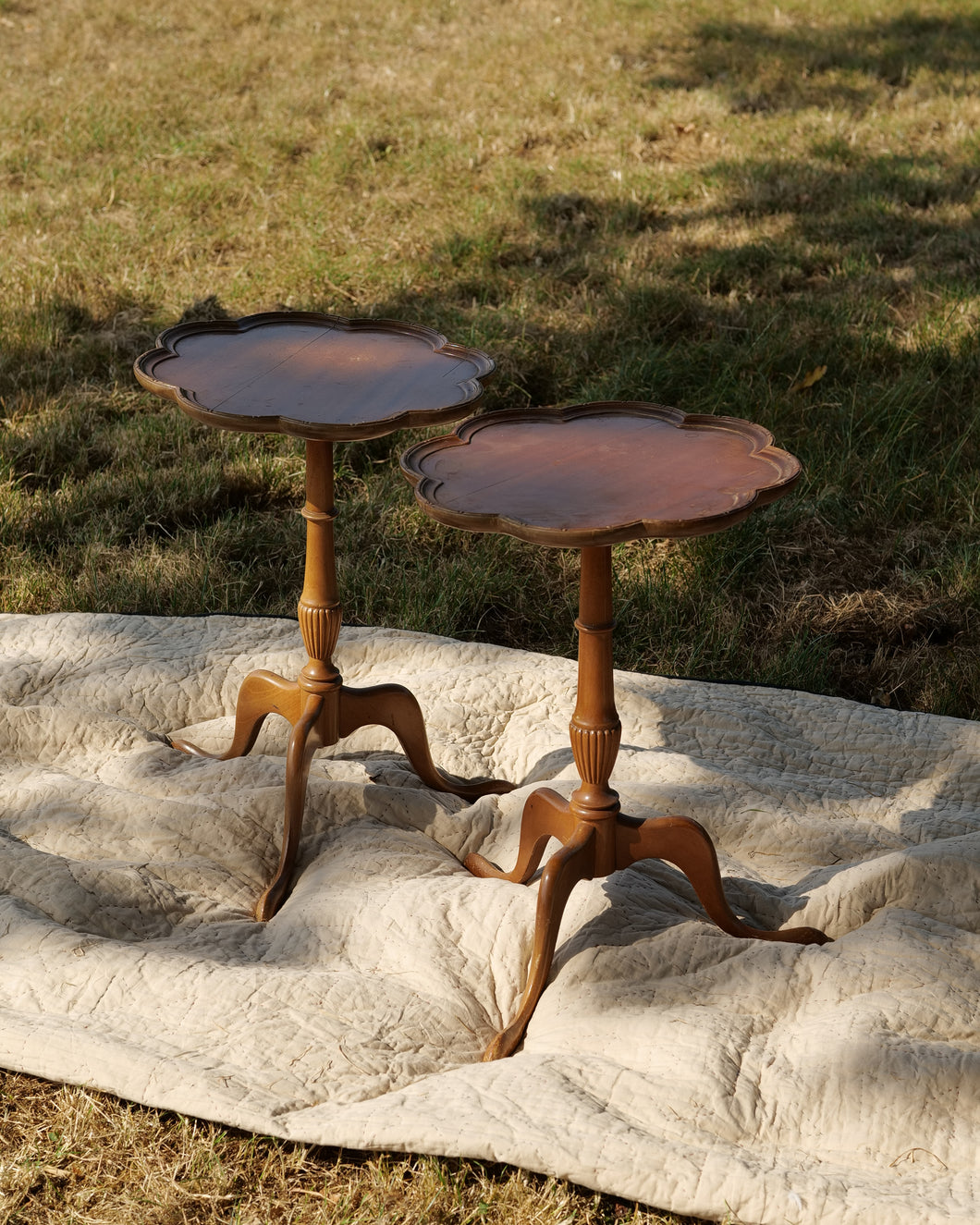 Vintage Pair Of Scalloped Edge Side Tables