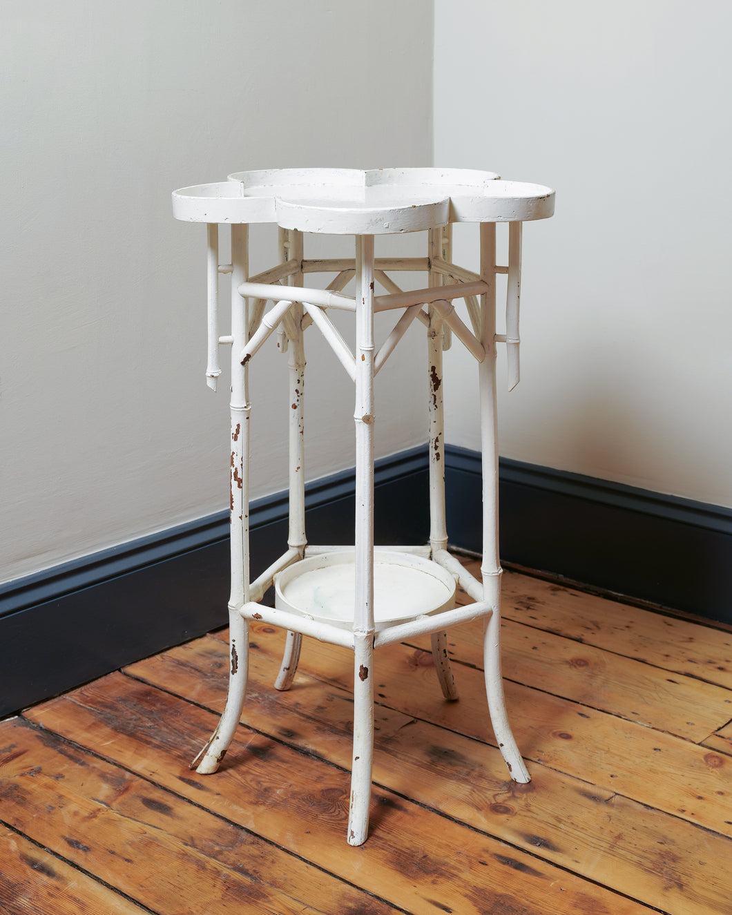 Bamboo Side Table With Flower Top
