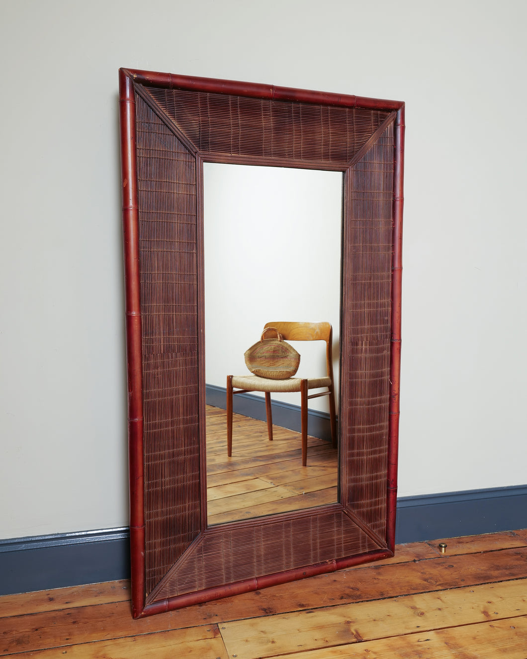 Extra Large Vintage French Bamboo Mirror