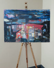 Load image into Gallery viewer, French Abstract Oil On Canvas In Blues
