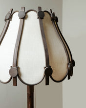 Load image into Gallery viewer, Floor Standing Bamboo Lamp With Scalloped Edge Shade
