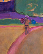 Load image into Gallery viewer, Julie Bingham Take On Gauguin Tahitian landscape - Oil On Board
