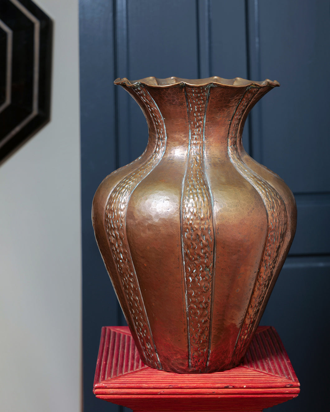 Large Hammered Copper Vase