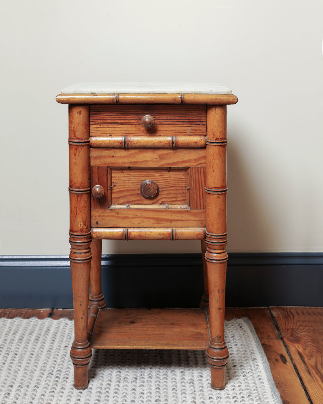 French Faux Bamboo Bedside Table
