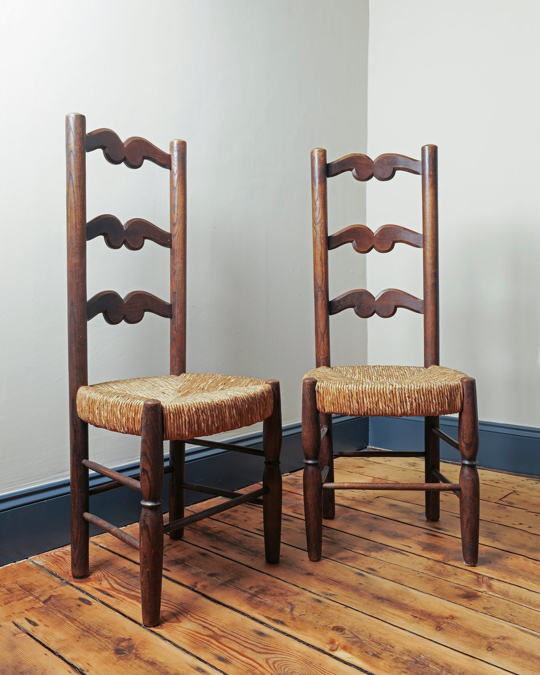 A Pair of Antique French Ladder Back Chairs