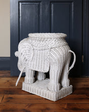 Load image into Gallery viewer, White Wicker Elephant Side Table

