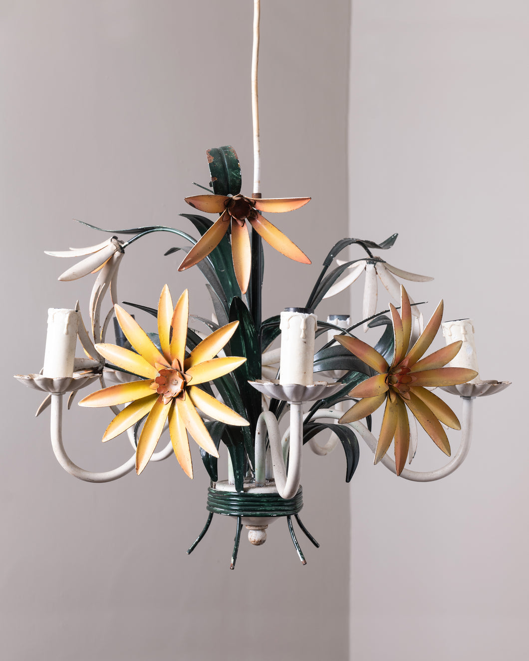 French Floral Toleware Chandelier