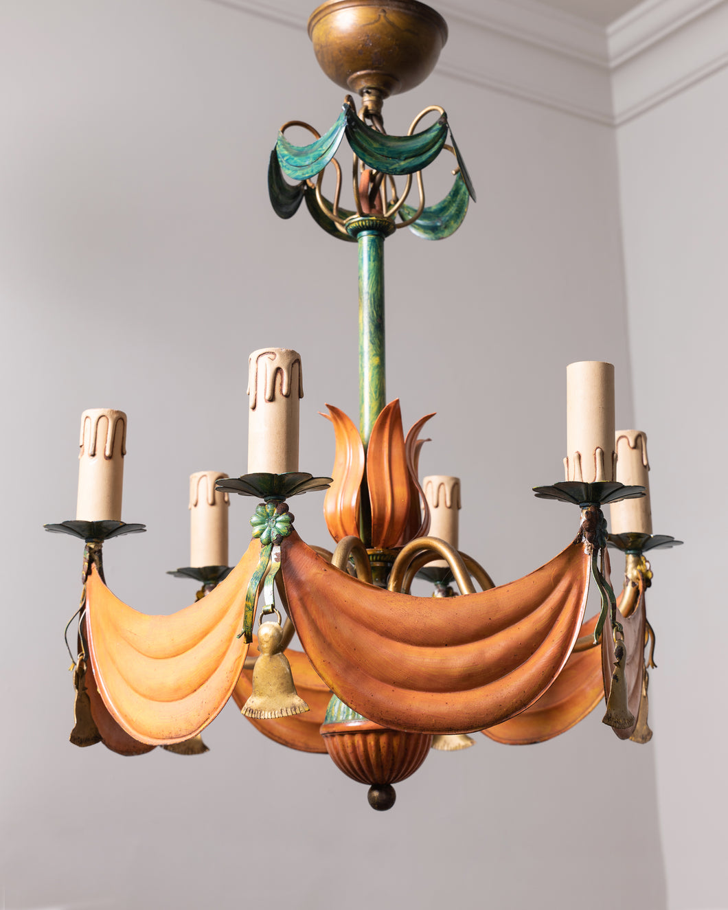 Iron Painted Toleware Chandelier