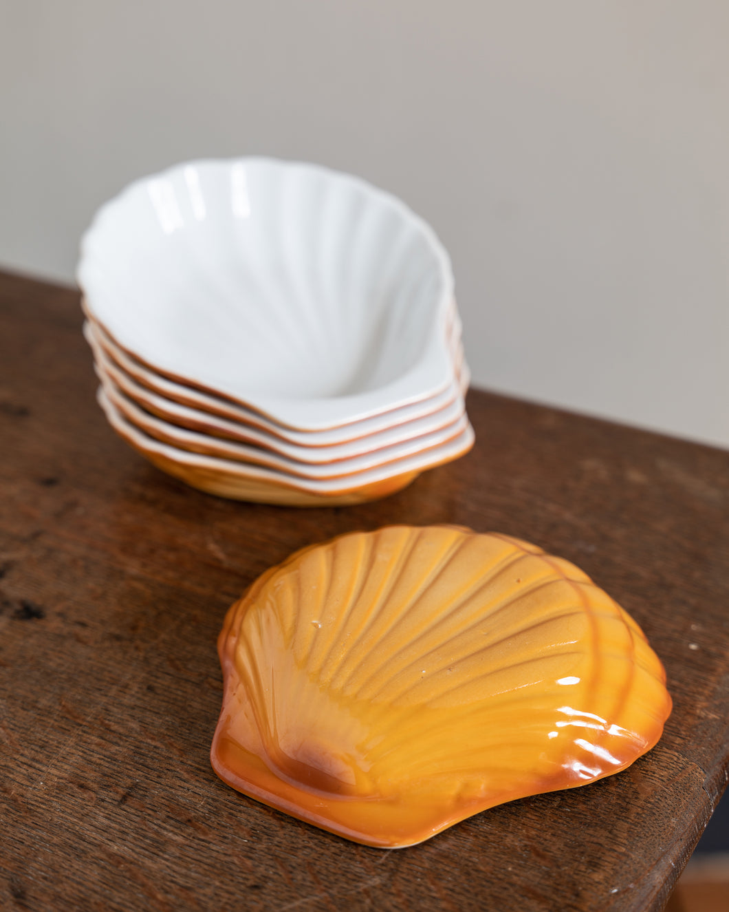 Orange Scallop Shell Dishes