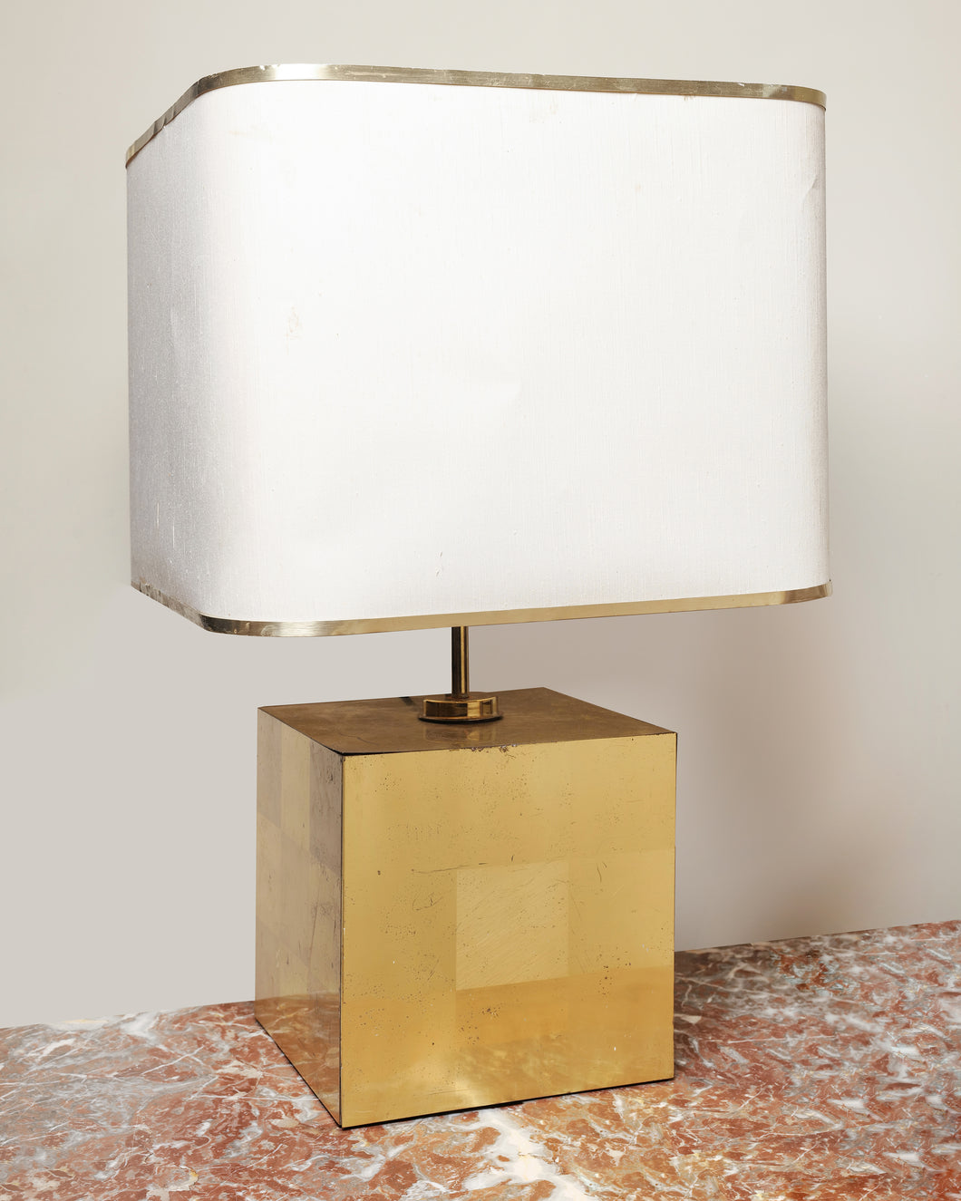 Mid-Century Magnetic Brass Cube Lamp