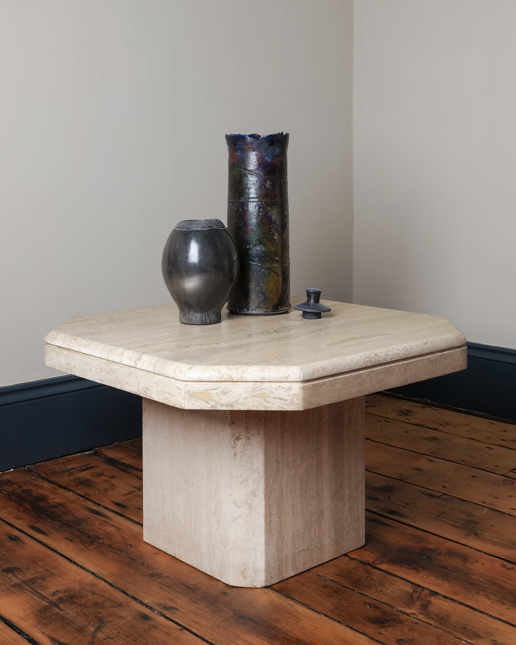 1980's Travertine Side Table / Small Coffee Table