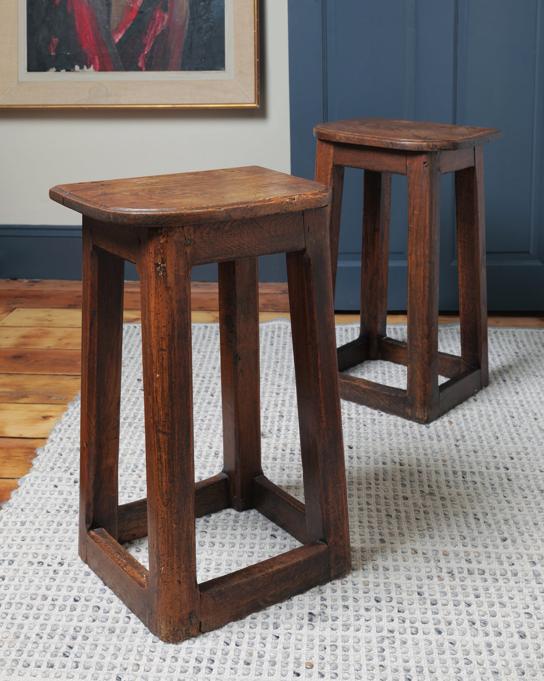 A Pair Of 19th Century Oak Stools Or Bedside Tables