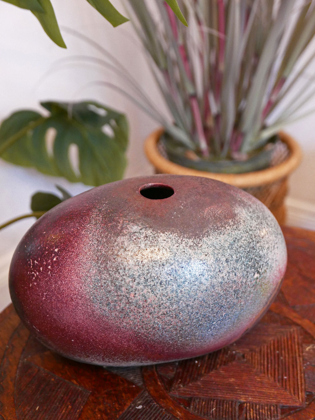 Raku Fired Pebble Pot By Ceramic Artist Lucy Edwards