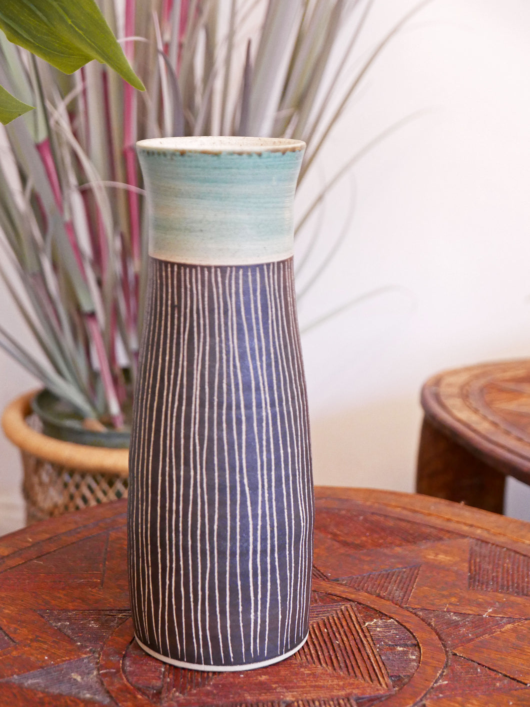 Tall Ceramic Striped Vase