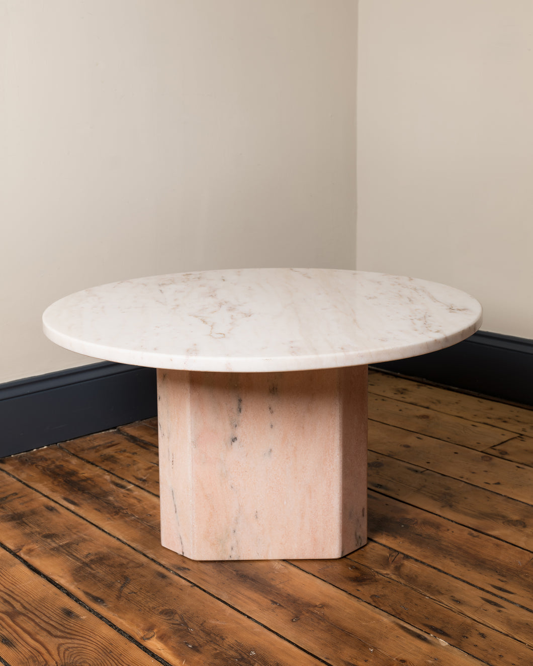 Blush Pink Round Marble Coffee Table