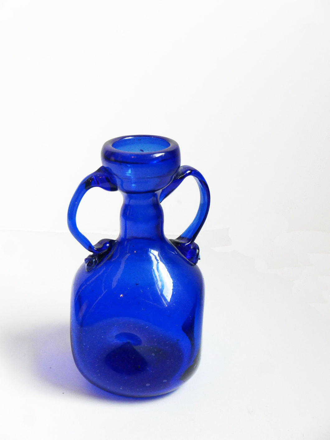 Blue Blown Glass Amphora