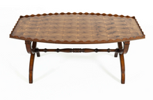 Load image into Gallery viewer, 1930&#39;s Oyster Veneer Cross band Coffee table with scalloped edge
