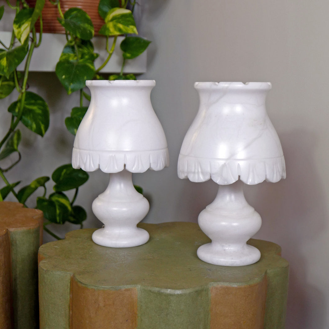 Pair Of Alabaster Table Lamps