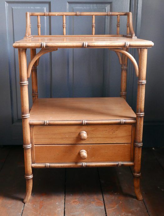 Harrods 1980's faux bamboo bed side table 