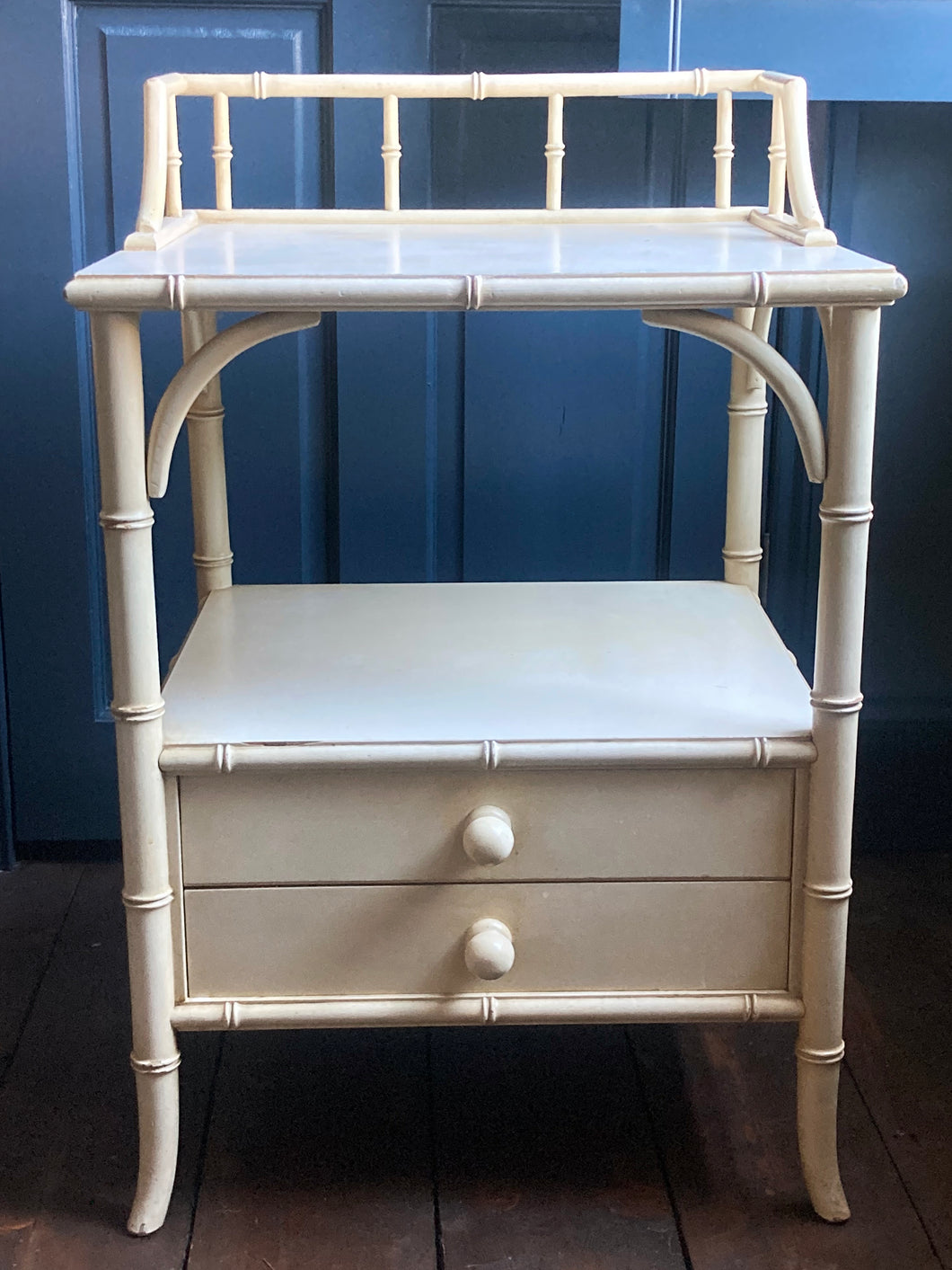 Pair Of 1980's Faux Bamboo Harrods Bedside Tables