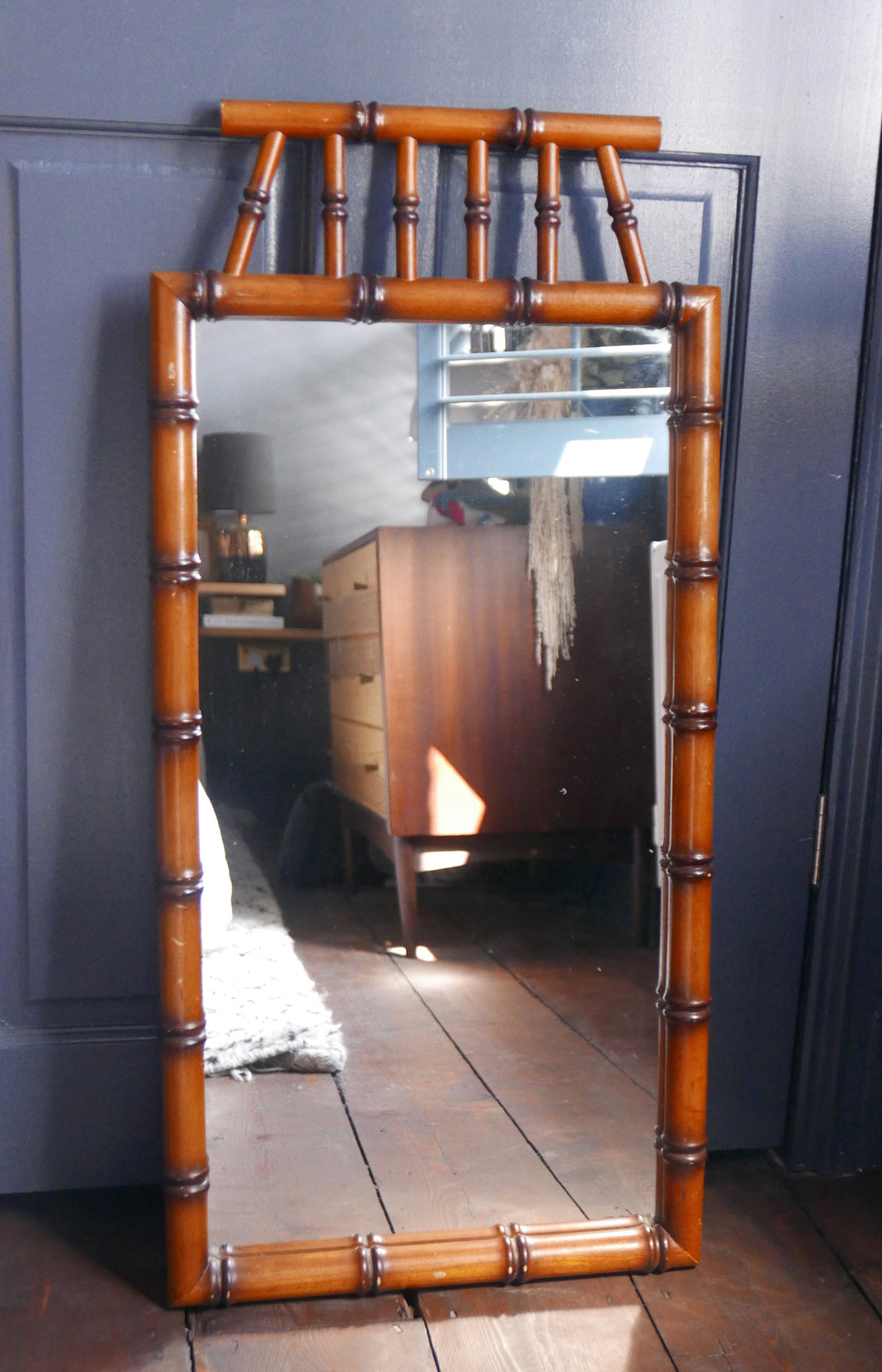 Vintage Chippendale Style Faux Bamboo Mirror