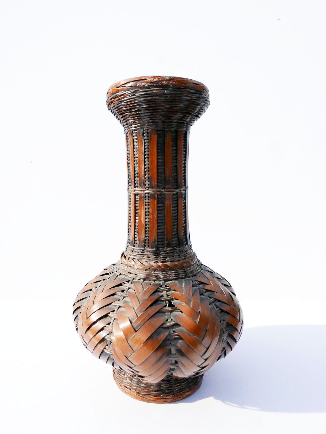 Vintage Japanese Woven Bamboo IkeBana Vase