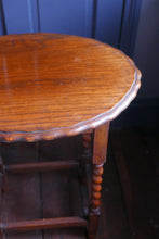 Load image into Gallery viewer, 1920s side table with barley twist legs and scalloped edge
