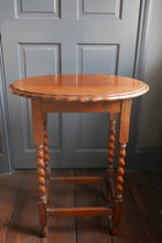 Load image into Gallery viewer, 1920s side table with barley twist legs and scalloped edge

