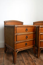 Load image into Gallery viewer, A Pair Of Bamboo &amp; Rattan Bedside Tables
