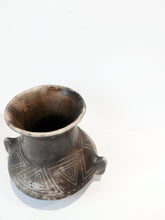 Load image into Gallery viewer, Black Ceramic Incised Amphora Vase
