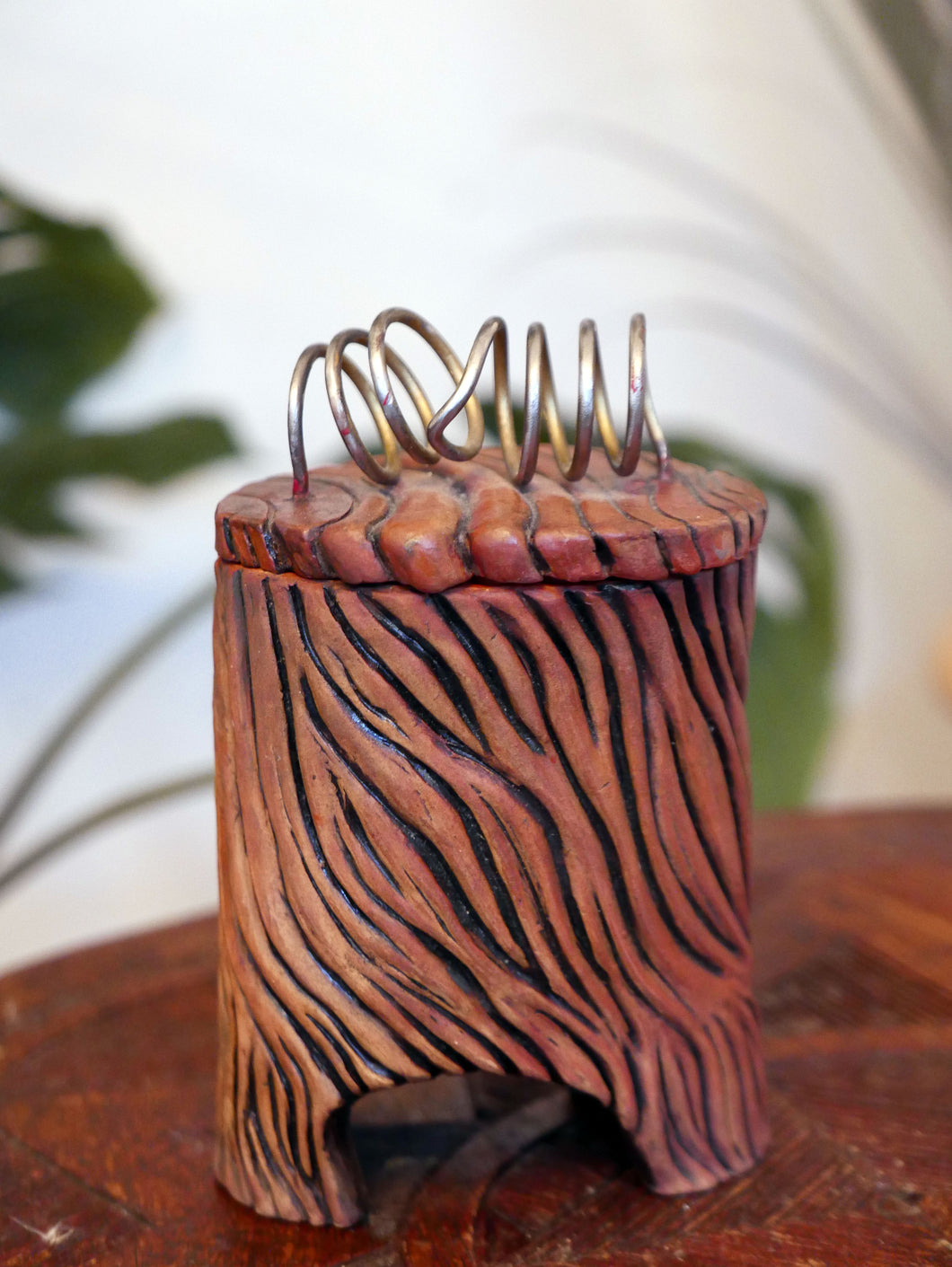 Ceramic Lidded Pot With Metal Spring Handle