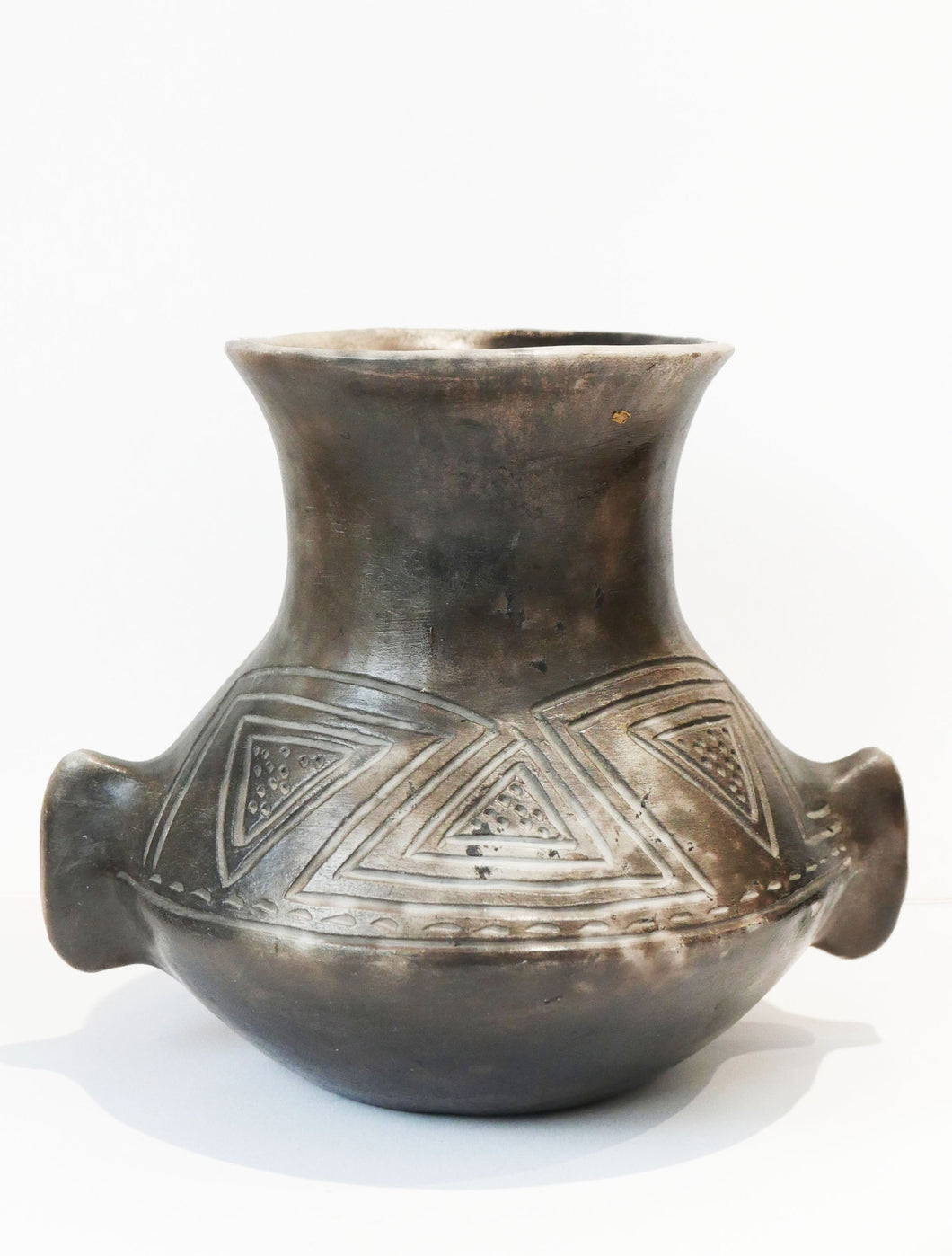 Black Ceramic Incised Amphora Vase