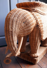 Load image into Gallery viewer, Vintage Wicker Elephant Side Table

