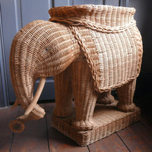 Load image into Gallery viewer, Vintage Wicker Elephant Side Table
