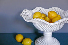 Load image into Gallery viewer, Mid 19th Century Extra Large White French Porcelain Basket Weave Tazza / Serving Pedestal Dish
