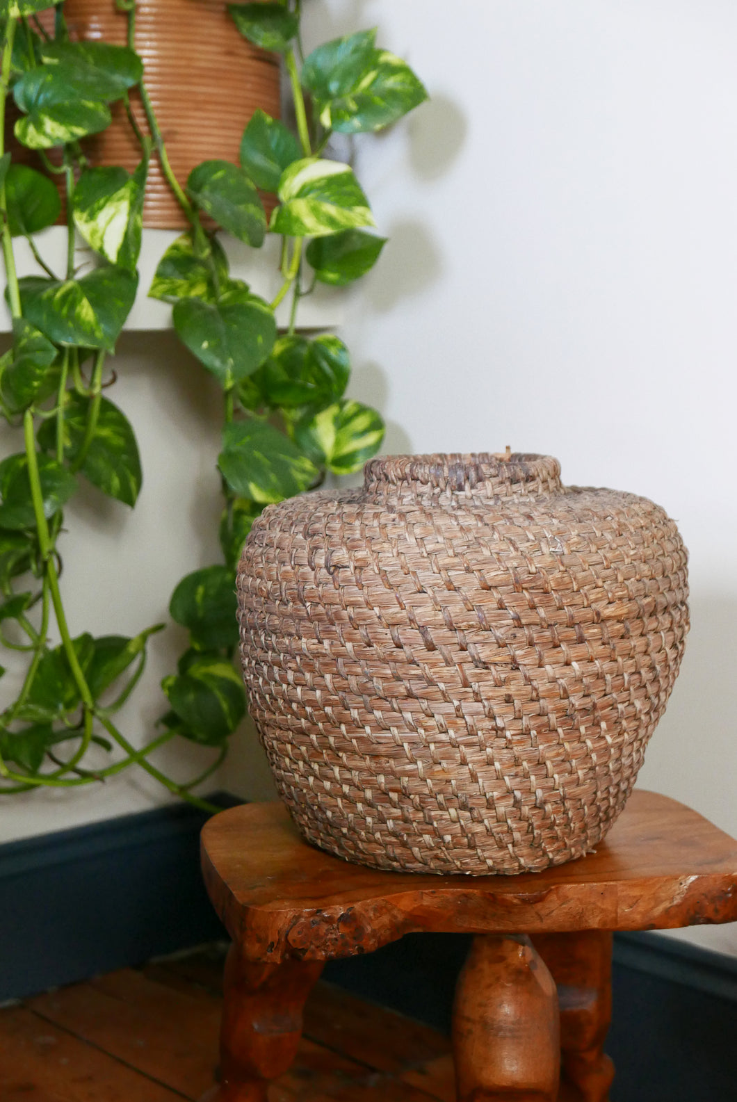 Large Hungarian Basket Weave Vase