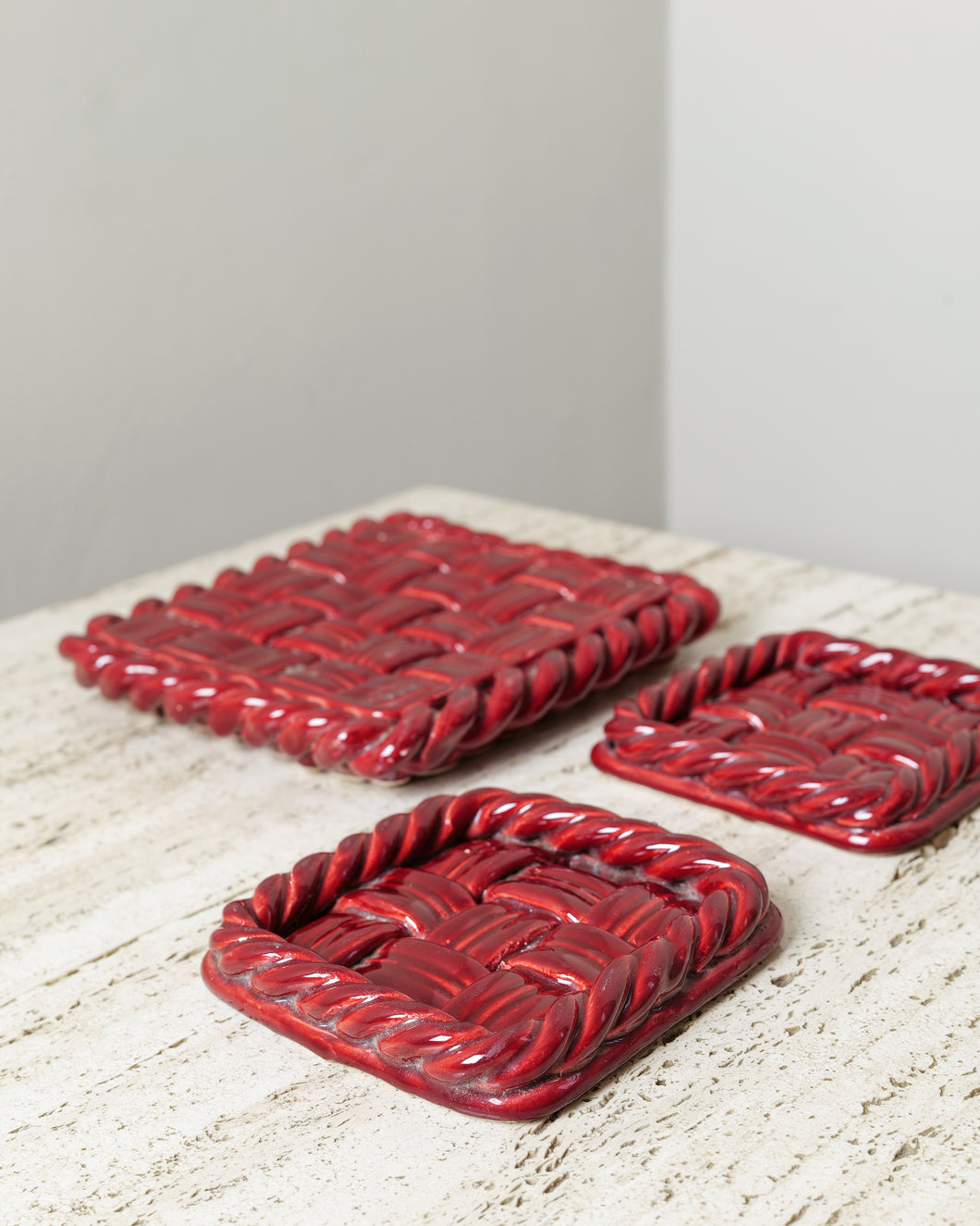 Vallauris Red Trivet and Coaster Set