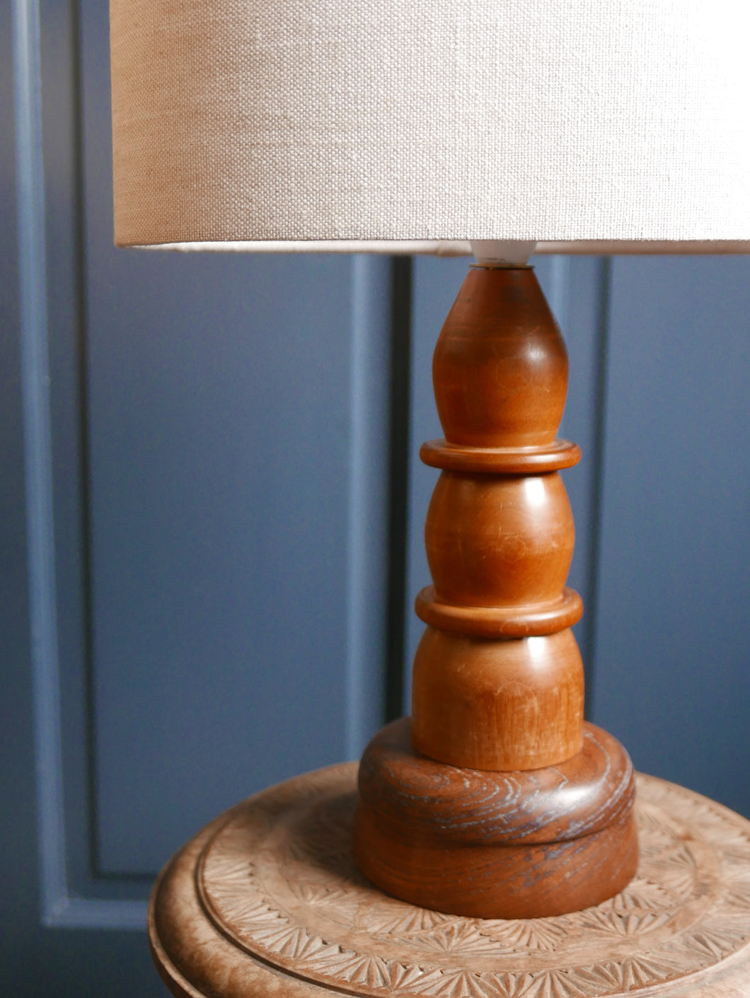 Vintage Hand Turned Wooden Lamp