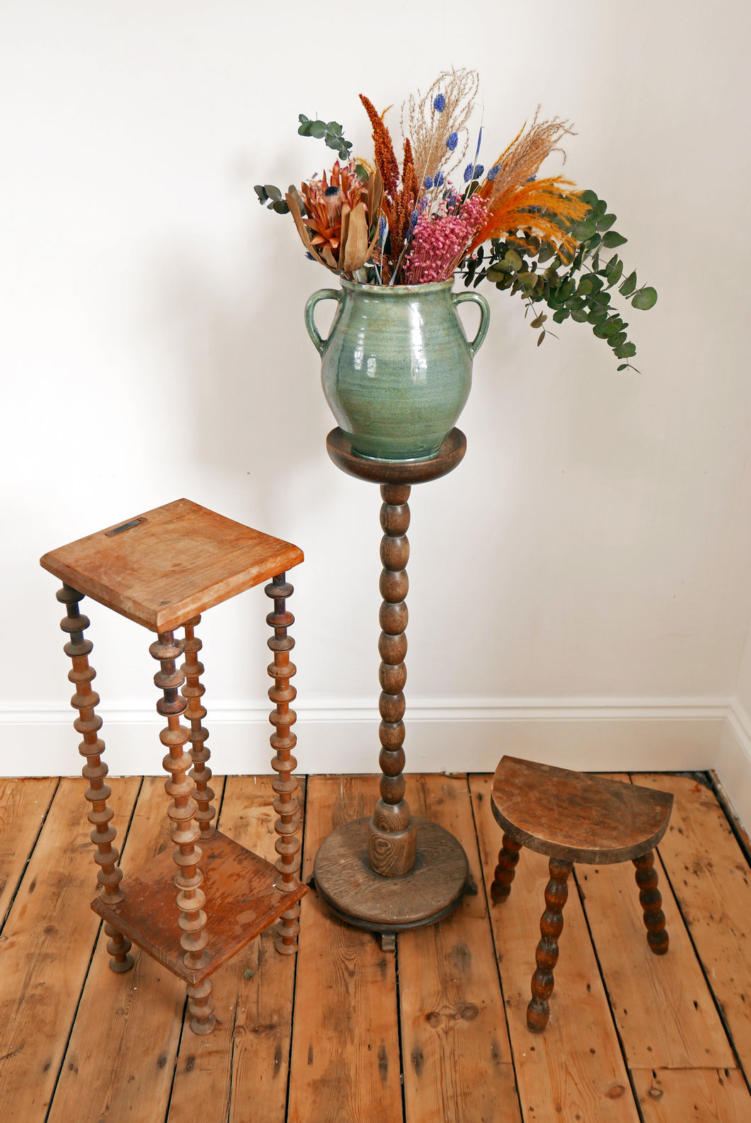 Rustic French Spool Plant Stand