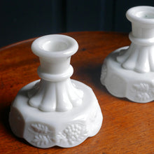 Load image into Gallery viewer, Vintage Milk Glass Scalloped Edge Candle Sticks
