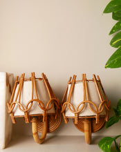 Load image into Gallery viewer, French Mid-Century Modern Bamboo Wall Sconces by Louis Sognot
