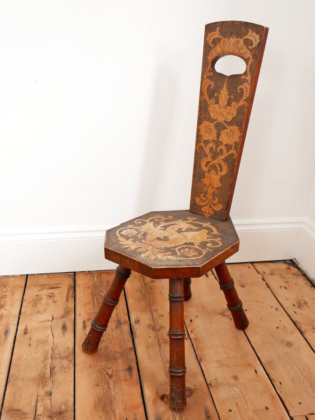 Antique Welsh Spinners Chair With Faux Bamboo Legs