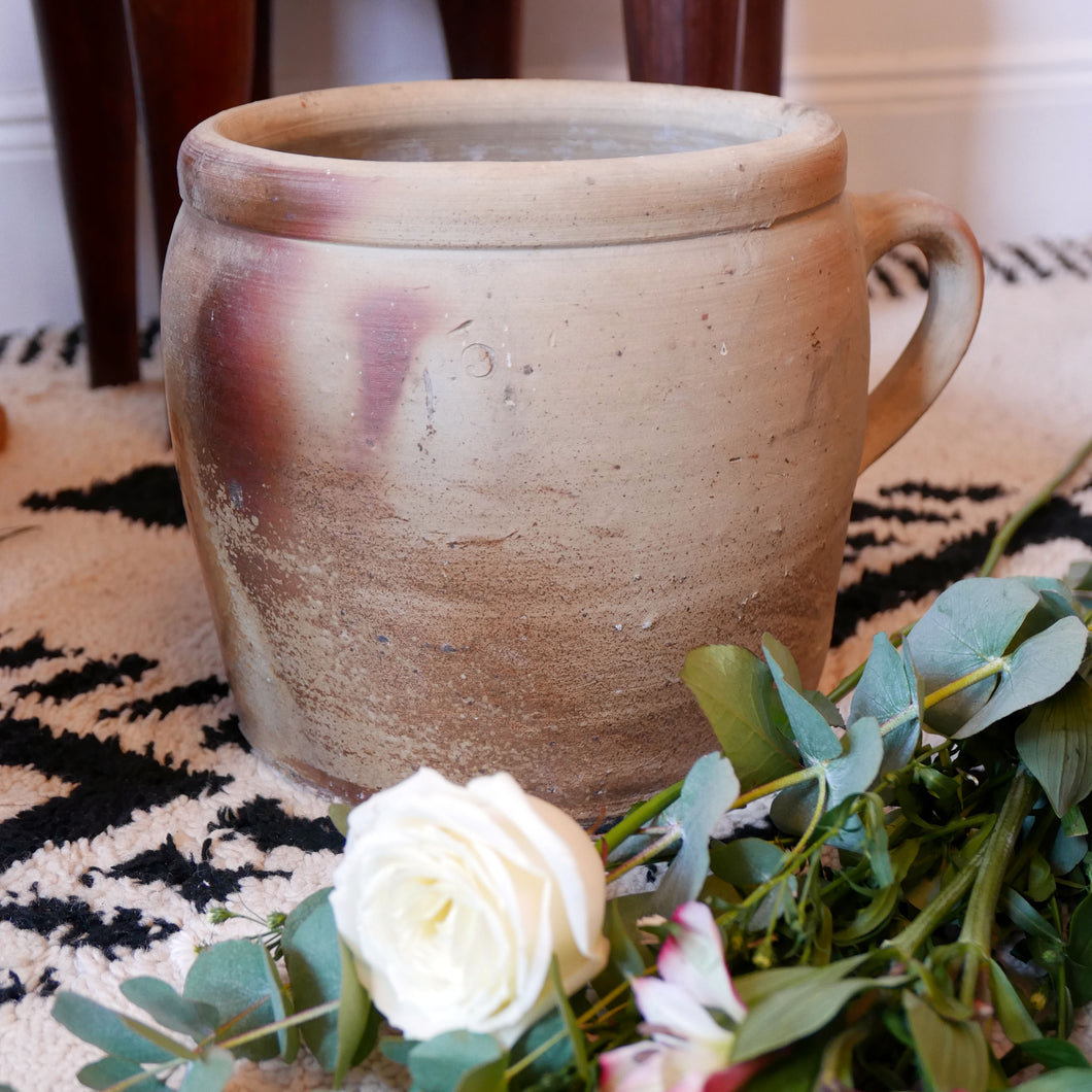 Large - Vintage French Stoneware Confit Pot