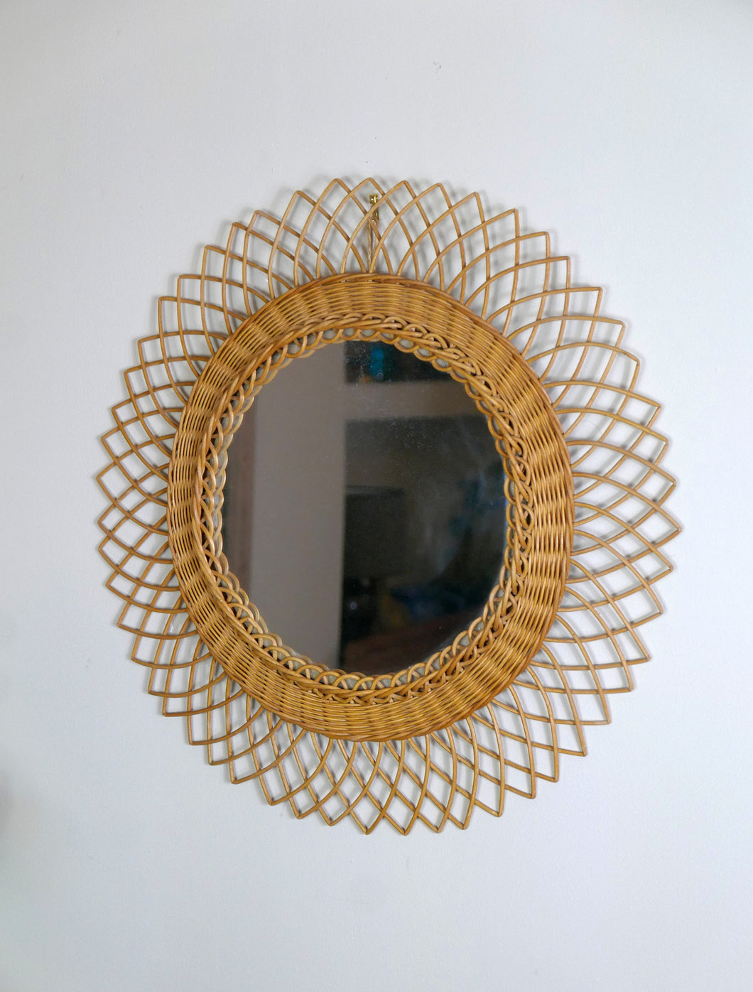 Mid Century French Rattan Mirror