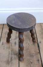 Load image into Gallery viewer, French Wooden Milking Stool With Twisted Legs
