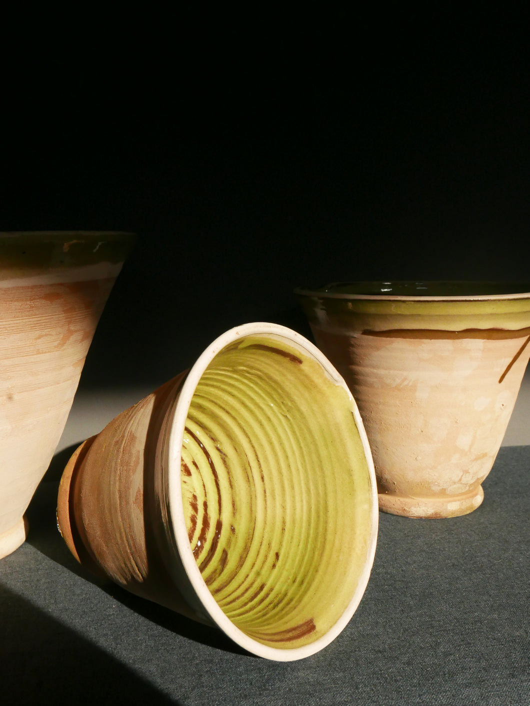 Set Of Three European Clay Glazed Bowls